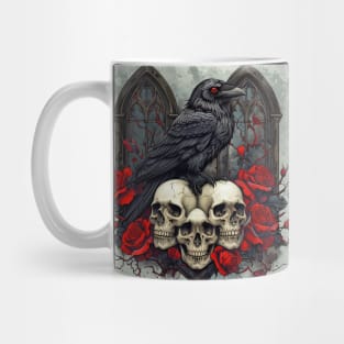 Raven's Gothic Elegy With Roses Mug